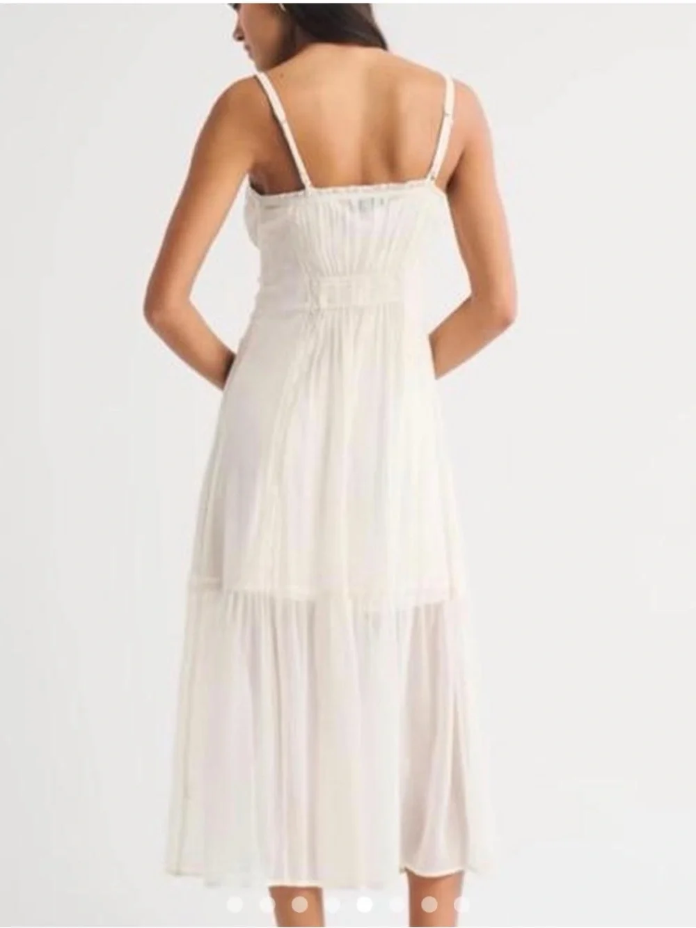 Abercrombie and fitch white boho midi dress with lace trim and button-up front